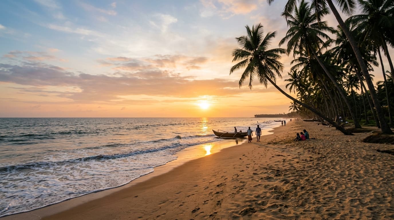 Chavakkad beach and sunset coast near Guruvayur